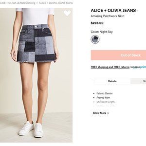 Alice + Olivia Denim Patchwork Skirt Night Sky